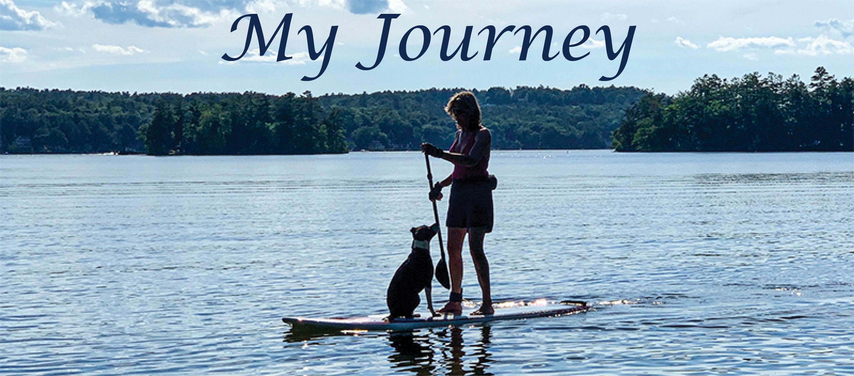 My Journey - Image of Debbie and dog Lucy on paddleboard
